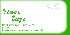 vince duzs business card